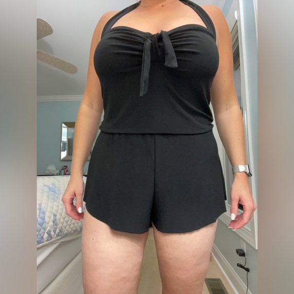 Vintage style halter top romper swimsuit - Picture 2 of 8